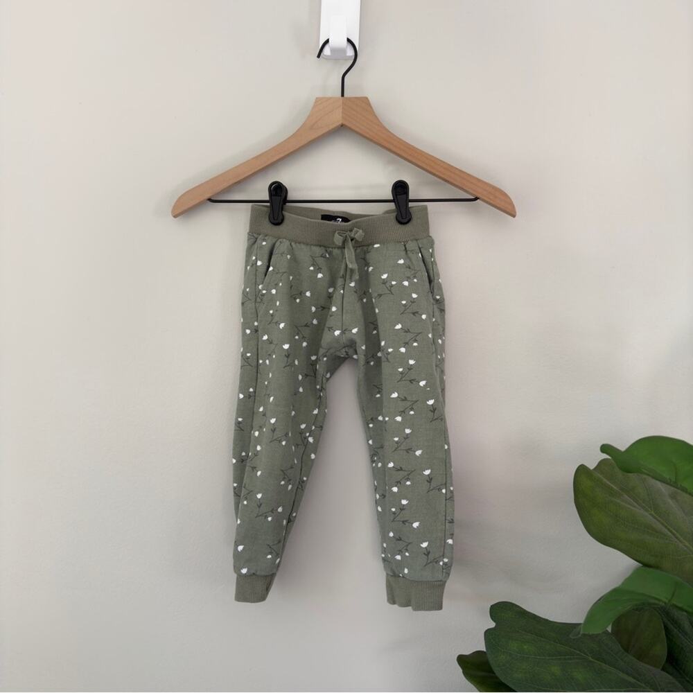 7 For All Mankind Floral Tie Waist Jogger Sweatpants Pockets Cotton Blend Girls’